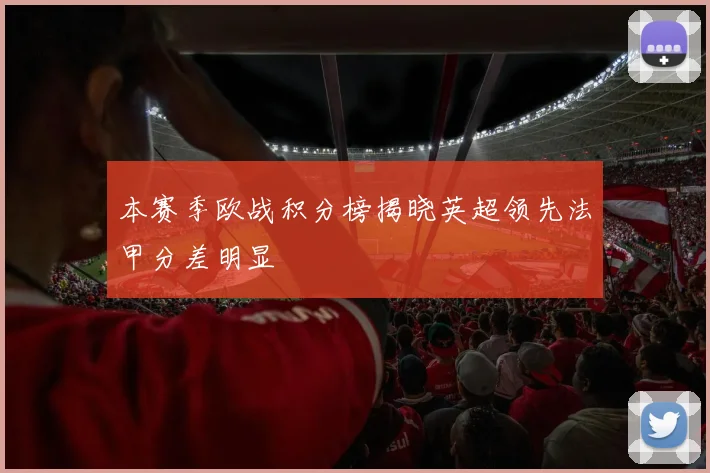 本赛季欧战积分榜揭晓英超领先法甲分差明显